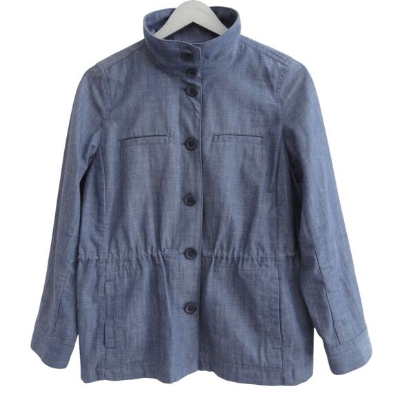 Talbots Twill Jacket Chambray Chore Coat Women's SP Petite Blue Denim Button Up - Picture 5 of 11